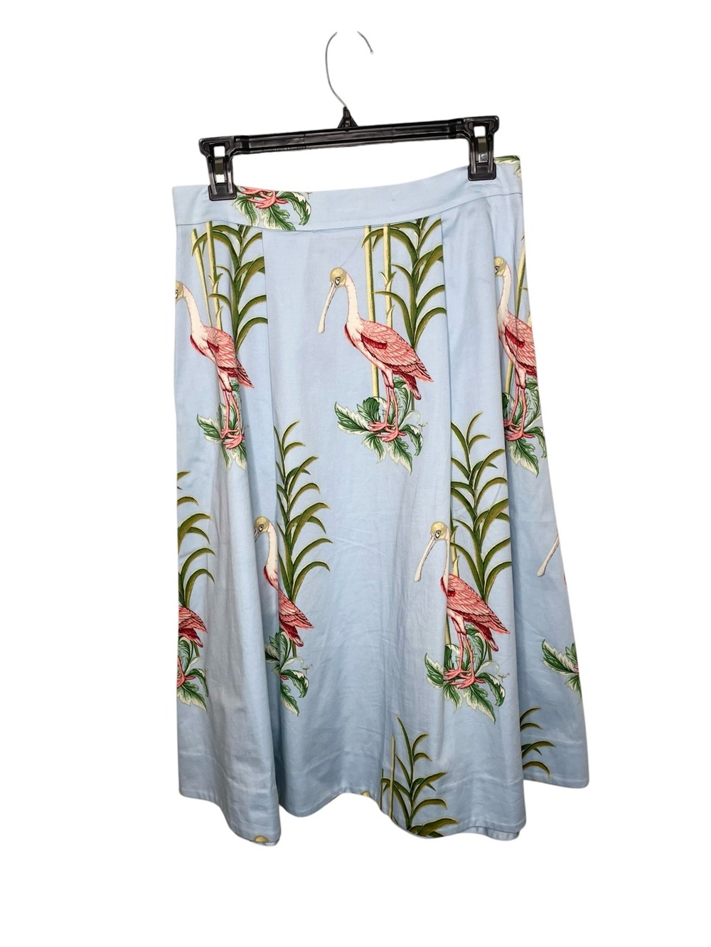 Ann Taylor Flared Skirt Blue Pink Tropical Bird Print Lined Pocket - Picture 5 of 12